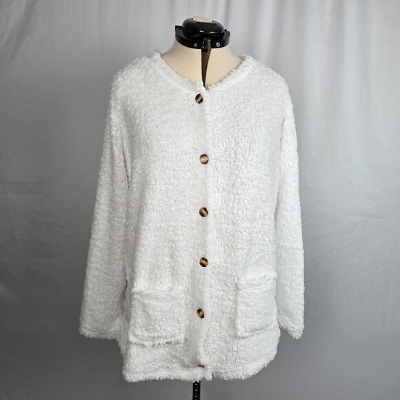 Unbranded Button Down Cardigan Women's M Snowy White Pockets Soft NWOT - Picture 1 of 13